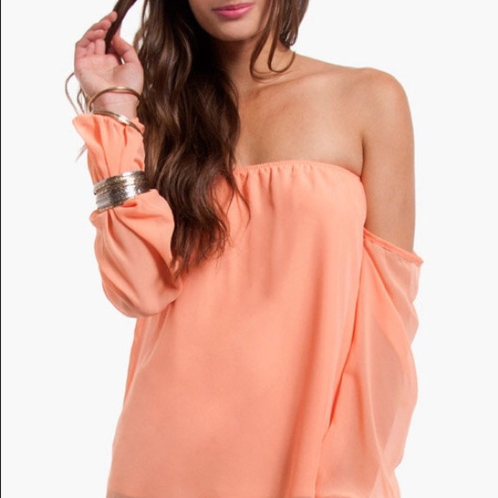 Off the shoulder coral top